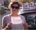 Lianne with Driving test pass certificate